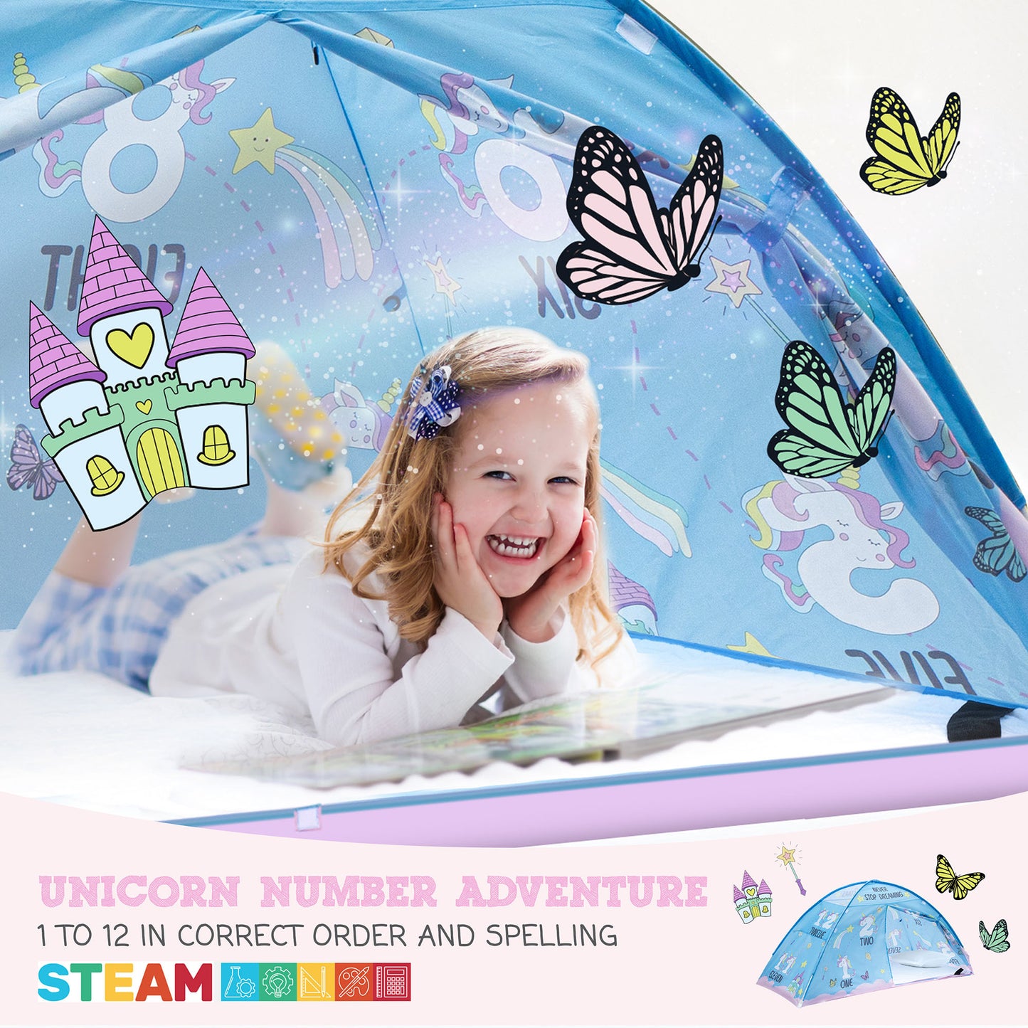 Pink Unicorn Twin Size Bed Tent