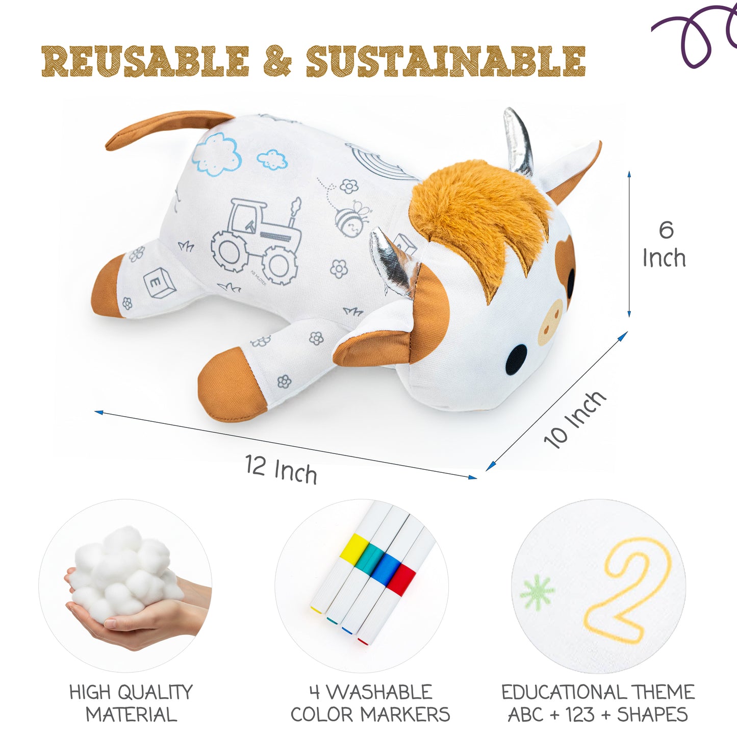 Highland Cow Color and Wash Plush Toy