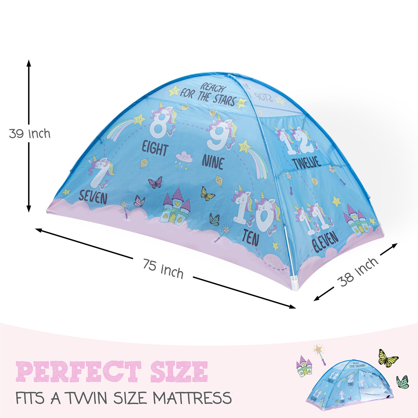 Pink Unicorn Twin Size Bed Tent