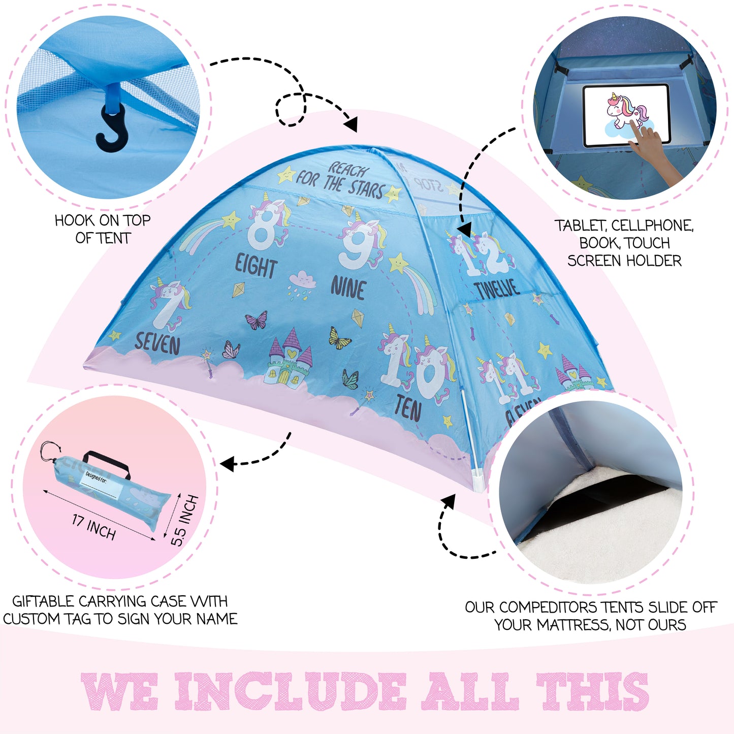Pink Unicorn Twin Size Bed Tent