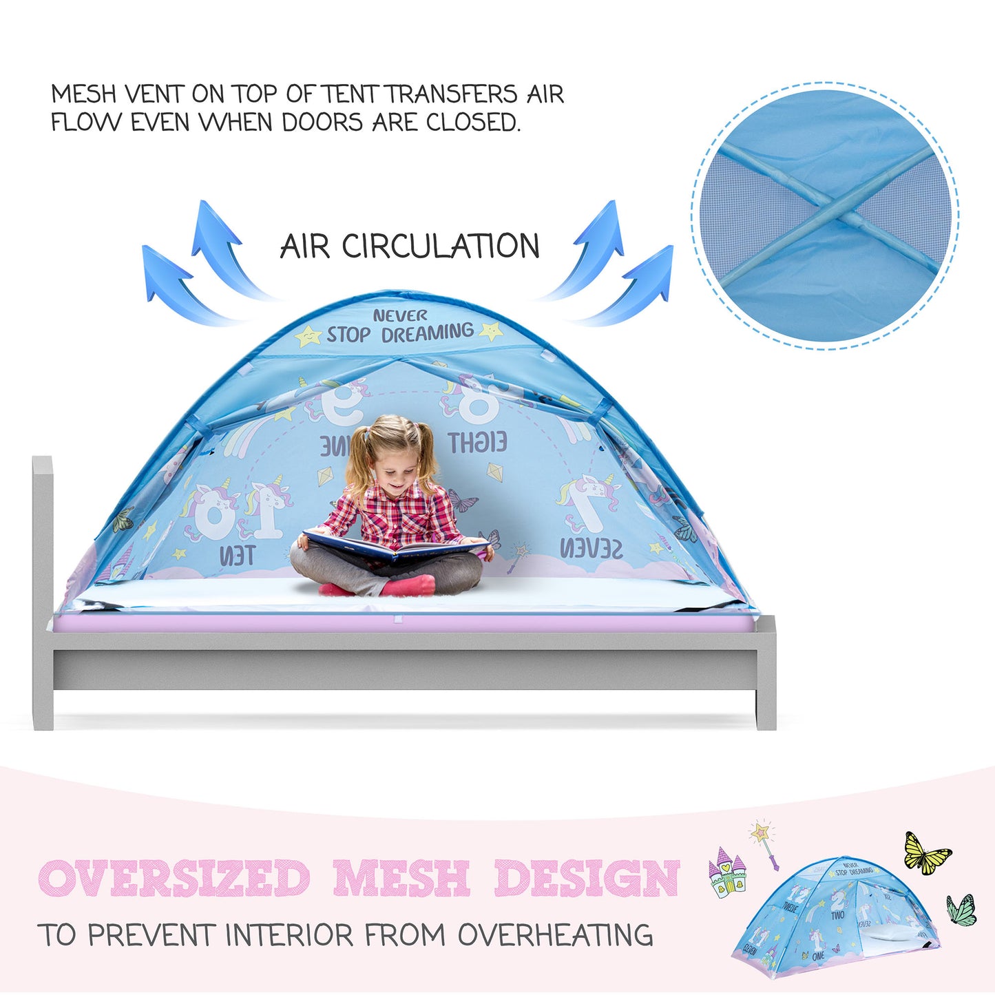 Pink Unicorn Twin Size Bed Tent