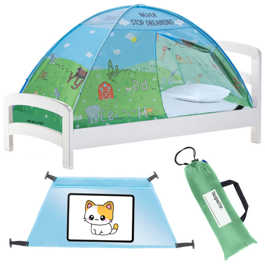 Animal Twin Size Bed Tent for Kids Indoor Fort - Magical Pop Up Dream Tent for Mattress
