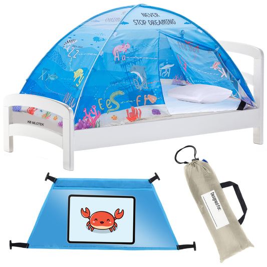 Water World Twin Size Bed Tent for Kids Indoor Fort - Magical Pop Up Dream Tent for Mattress