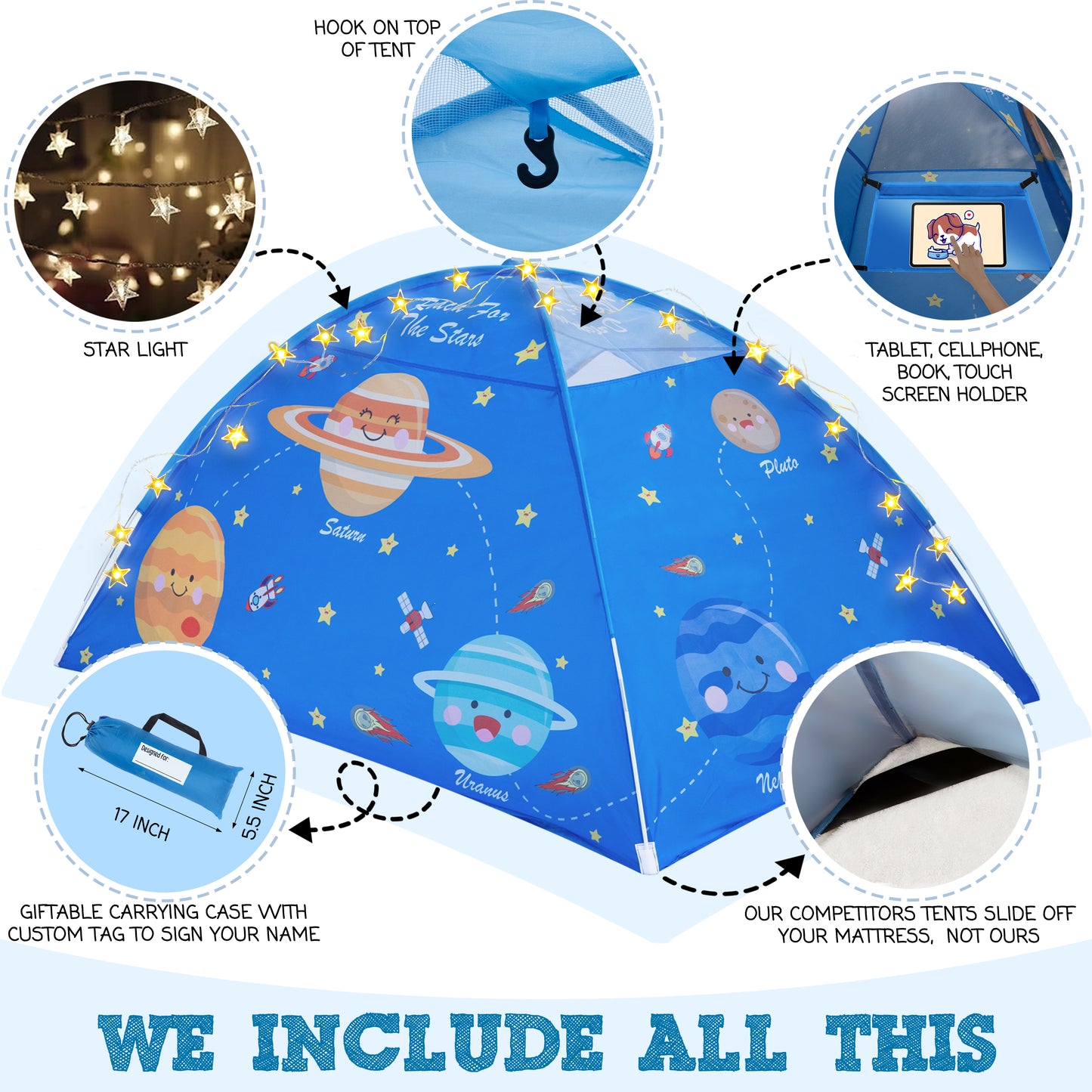 Outer Space Full Bed Tent for Kids - Educational Indoor Fort - Magical Dream Tents