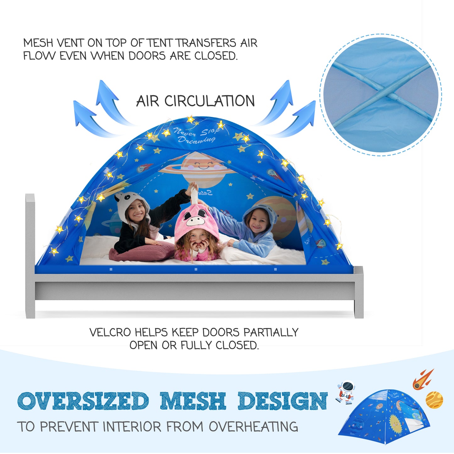 Outer Space Full Bed Tent for Kids - Educational Indoor Fort - Magical Dream Tents
