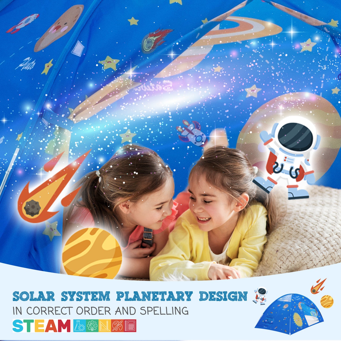 Outer Space Full Bed Tent for Kids - Educational Indoor Fort - Magical Dream Tents