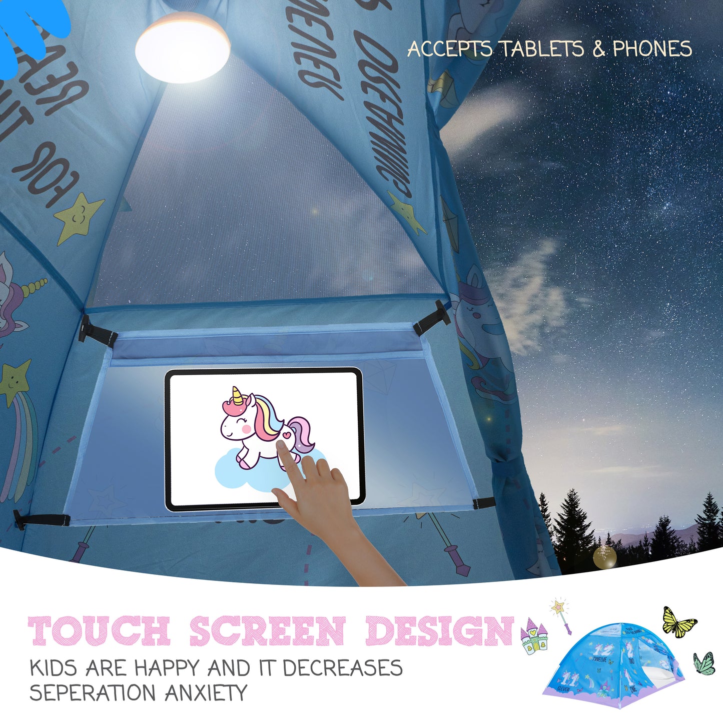 Pink Unicorn Full Size Bed Tent for Kids Indoor Fort - Magical Dream Tent for Mattress