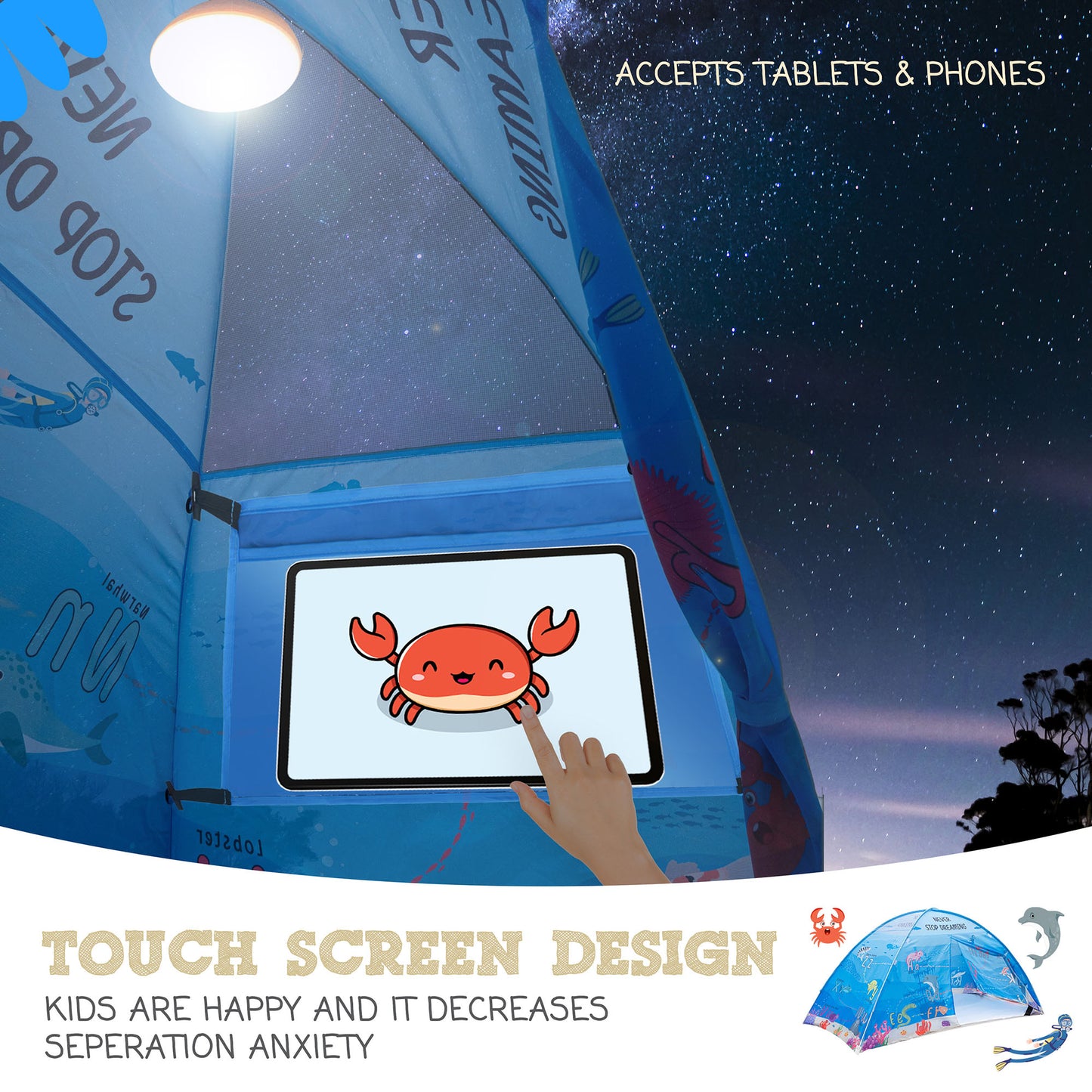 Water World Twin Size Bed Tent for Kids Indoor Fort - Magical Pop Up Dream Tent for Mattress